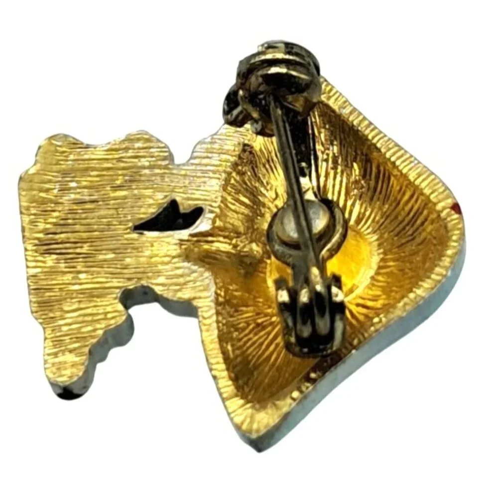 Vintage Painted Mushroom Brooch Pin Man playing Accordion Costume Jewelry‎
